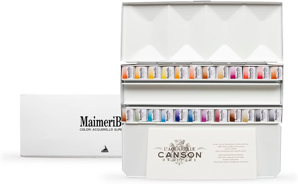 MAIMERI - MaimeriBlu - Colori ad acquerello superiori - Set 24 godets acquerello di altissima qualit