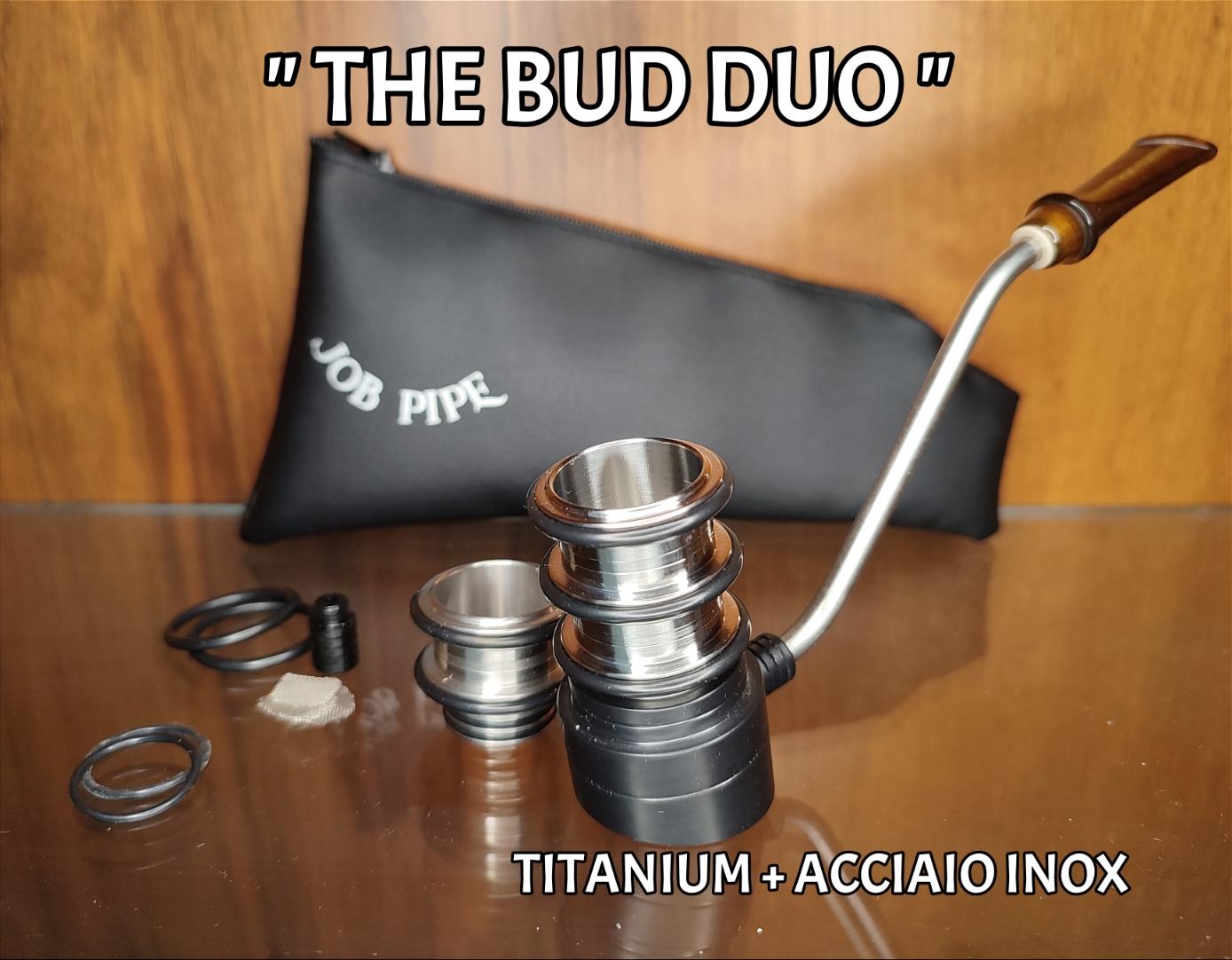 Job Pipe " The Bud Duo " - reverse calabash con doppio fornello (inox + titanio)