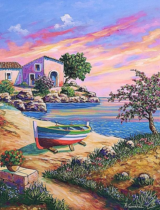 Tramonto al mare Olio su tela 80 x 60 cm