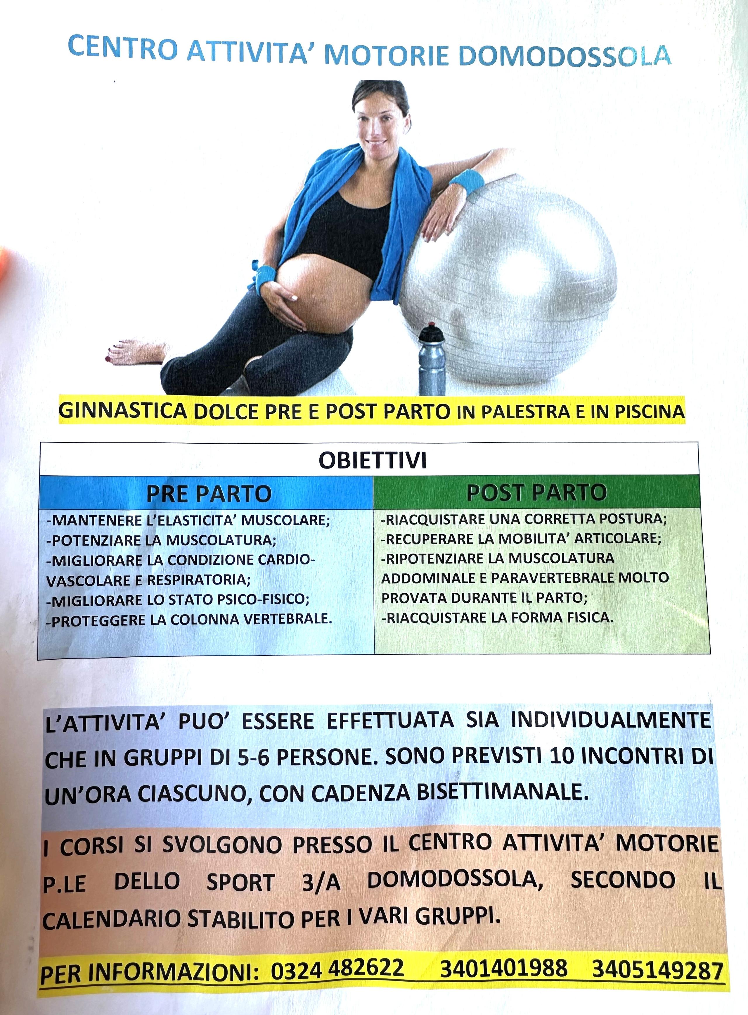 domodossola allenamento sport ginnastica  pre post parto piscina palestra gravidanza maternità mamma