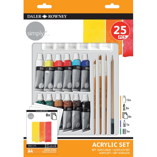 DALER ROWNEY - Acrylic Set - Set per pittura acrilica 25 pezzi