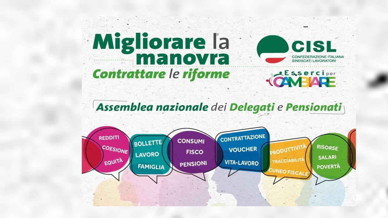 CISL FP Veneto. Presenti a Roma all'Assemblea Nazionale dei delegati e pensionati Cisl “Migliorare la manovra e contrattare le riforme”