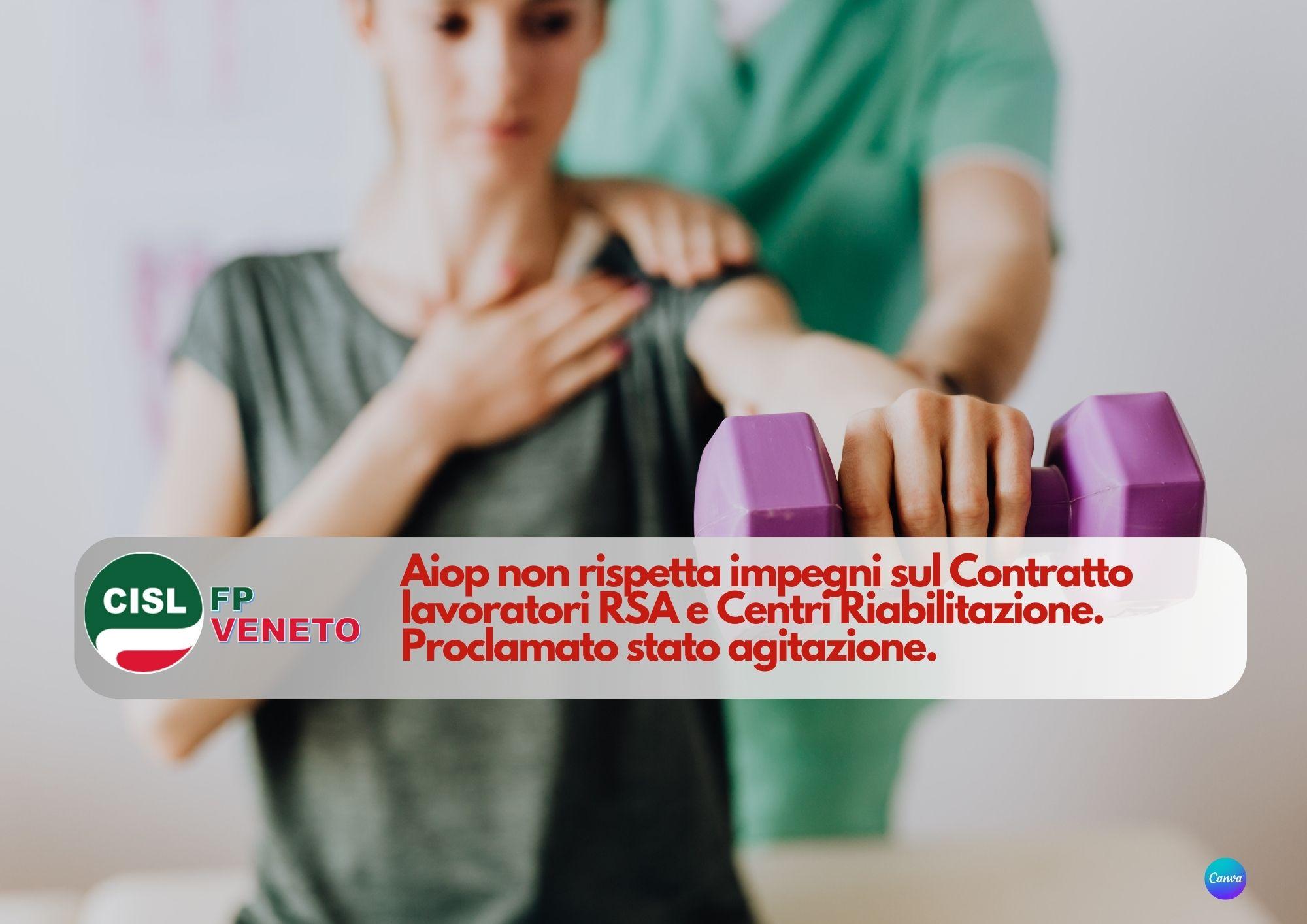 CISL FP Veneto. Aiop non rispetta impegni sul Contratto lavoratori RSA. Proclamato stato agitazione.