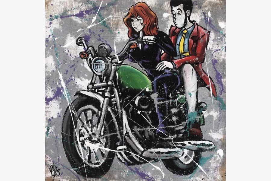 Lupin e Fujiko sulla moto