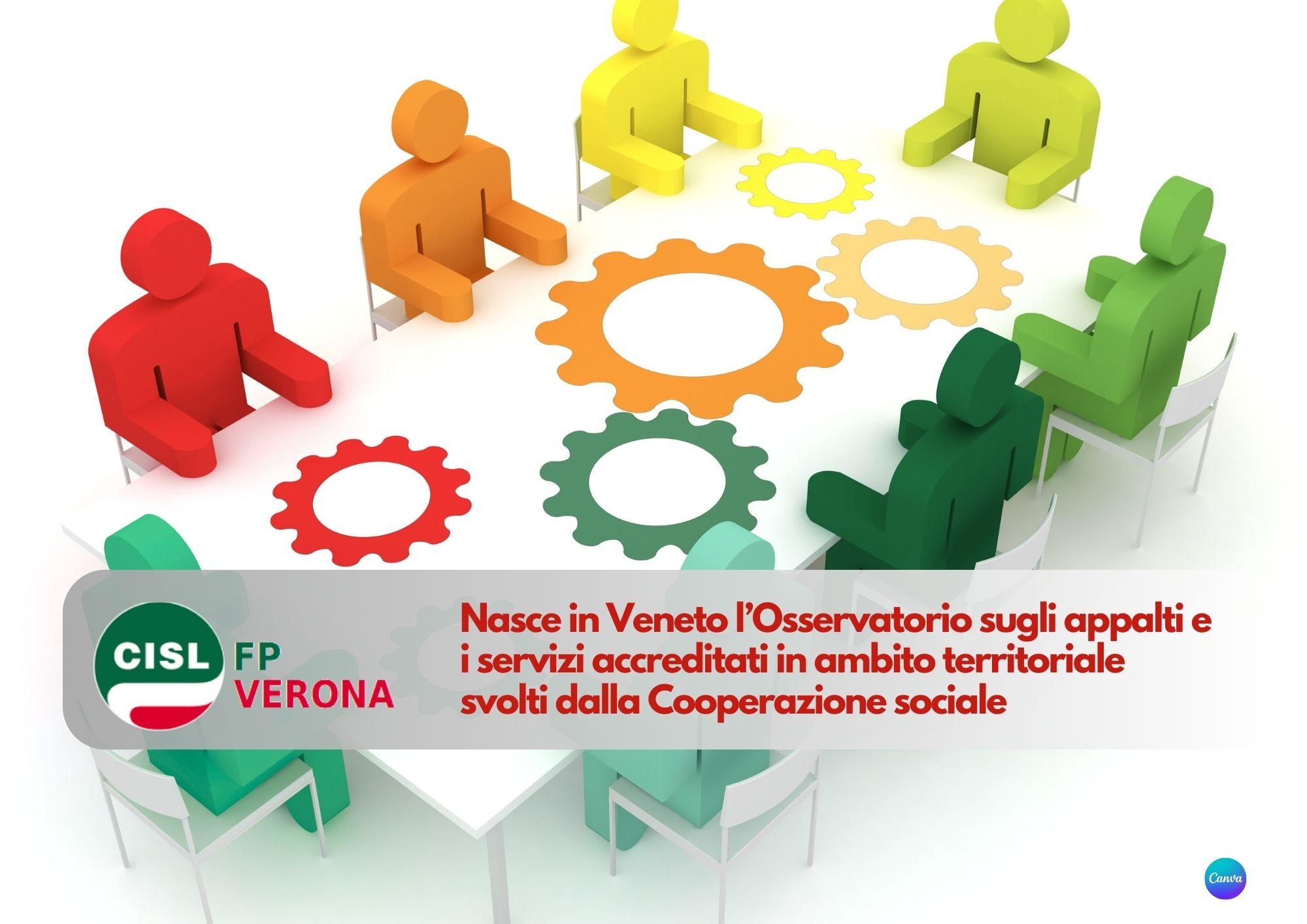 CISL FP Verona. Nasce l'osservatorio regionale sugli appalti e i servizi accreditati svolti dalla Cooperazione sociale