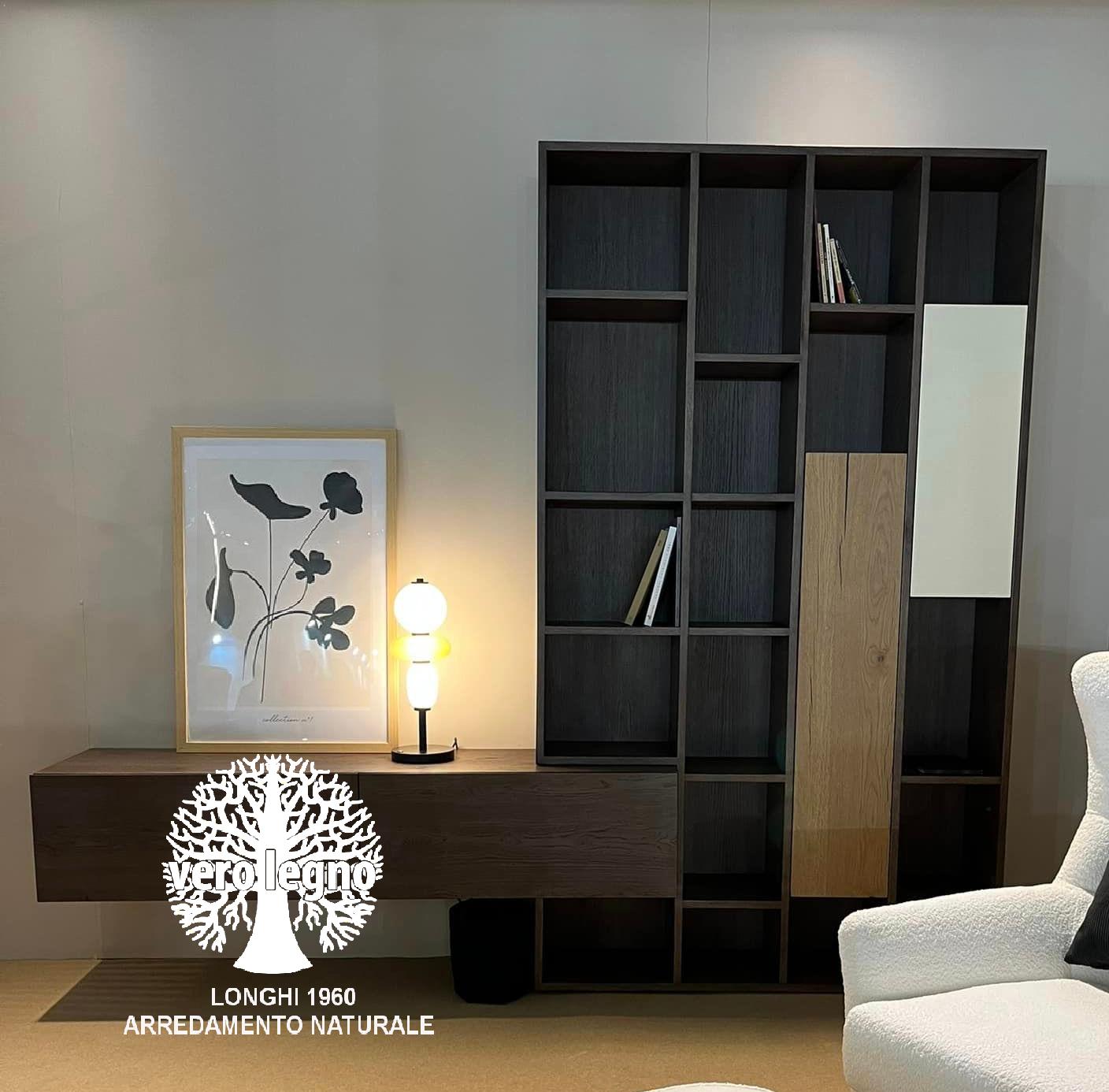 mobili e pareti soggiorno su misura in legno naturale massiccio
