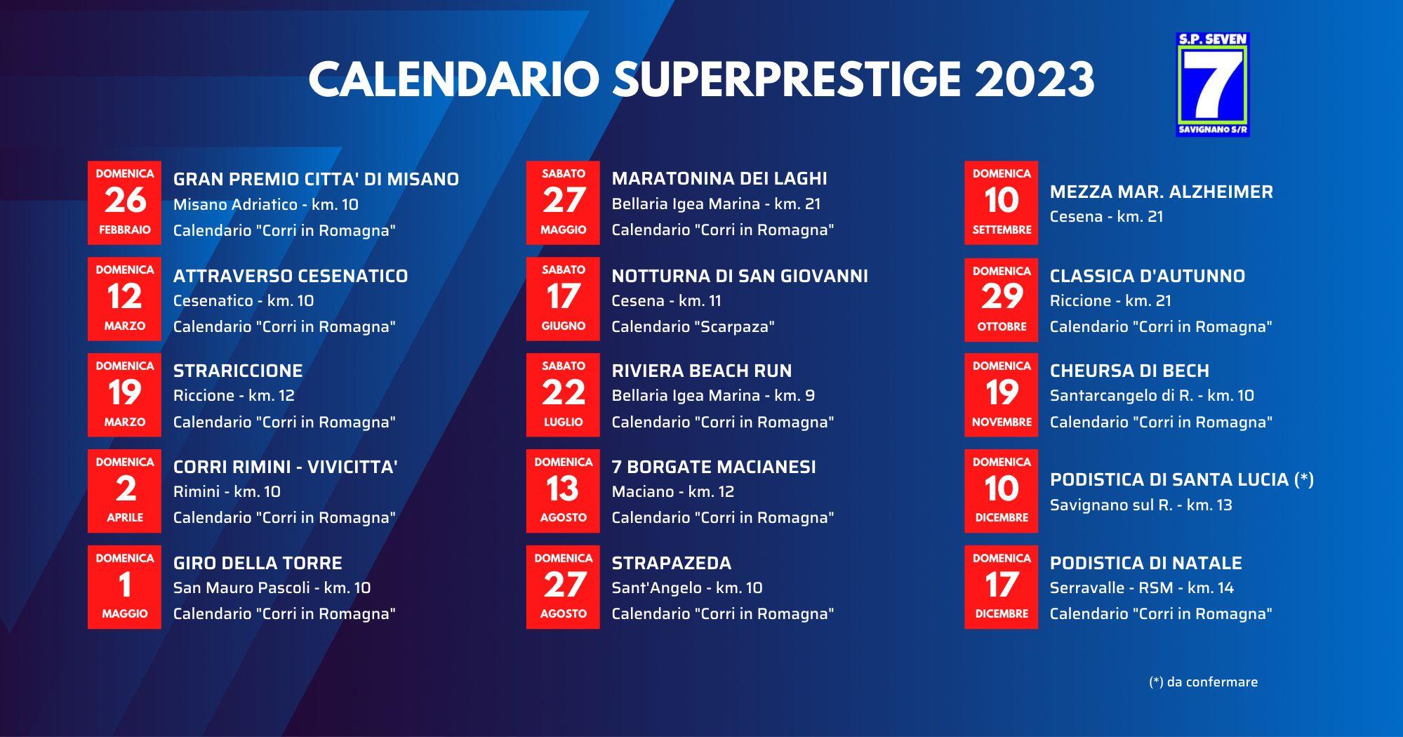 Calendario SuperPrestige e aggiornamento calendari 2023