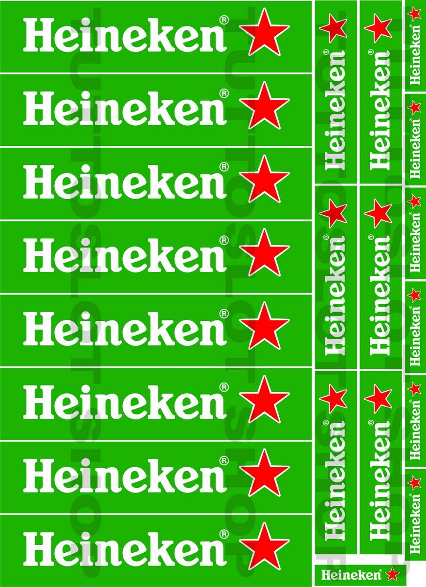 Foglio adesivi in vinile con logo Heineken - Self adhesive vinyl Heineken logo sticker