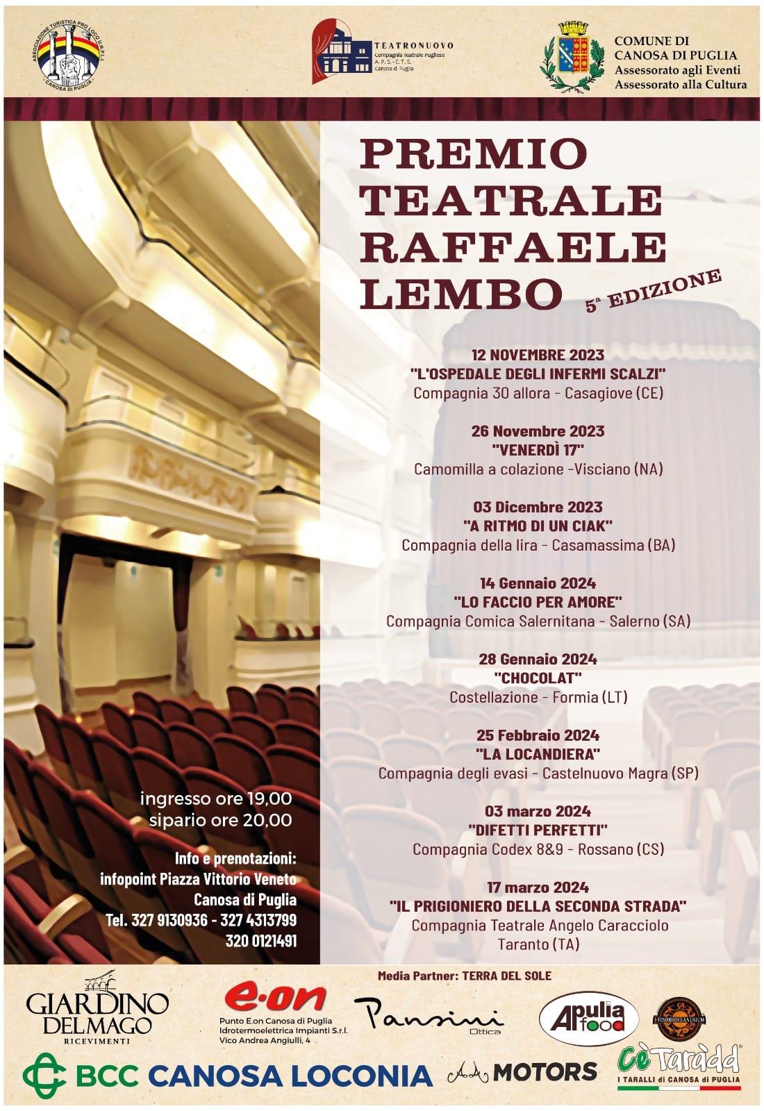 Premio Lembo a Canosa con "Venerdi 17"