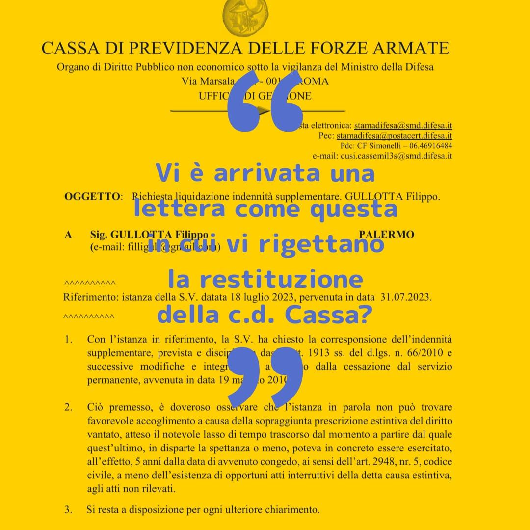 12/08/2023 - RESTITUZIONE FONDO DI PREVIDENZA DI F.A. - PER MOLTI MA NON PER TUTTI!