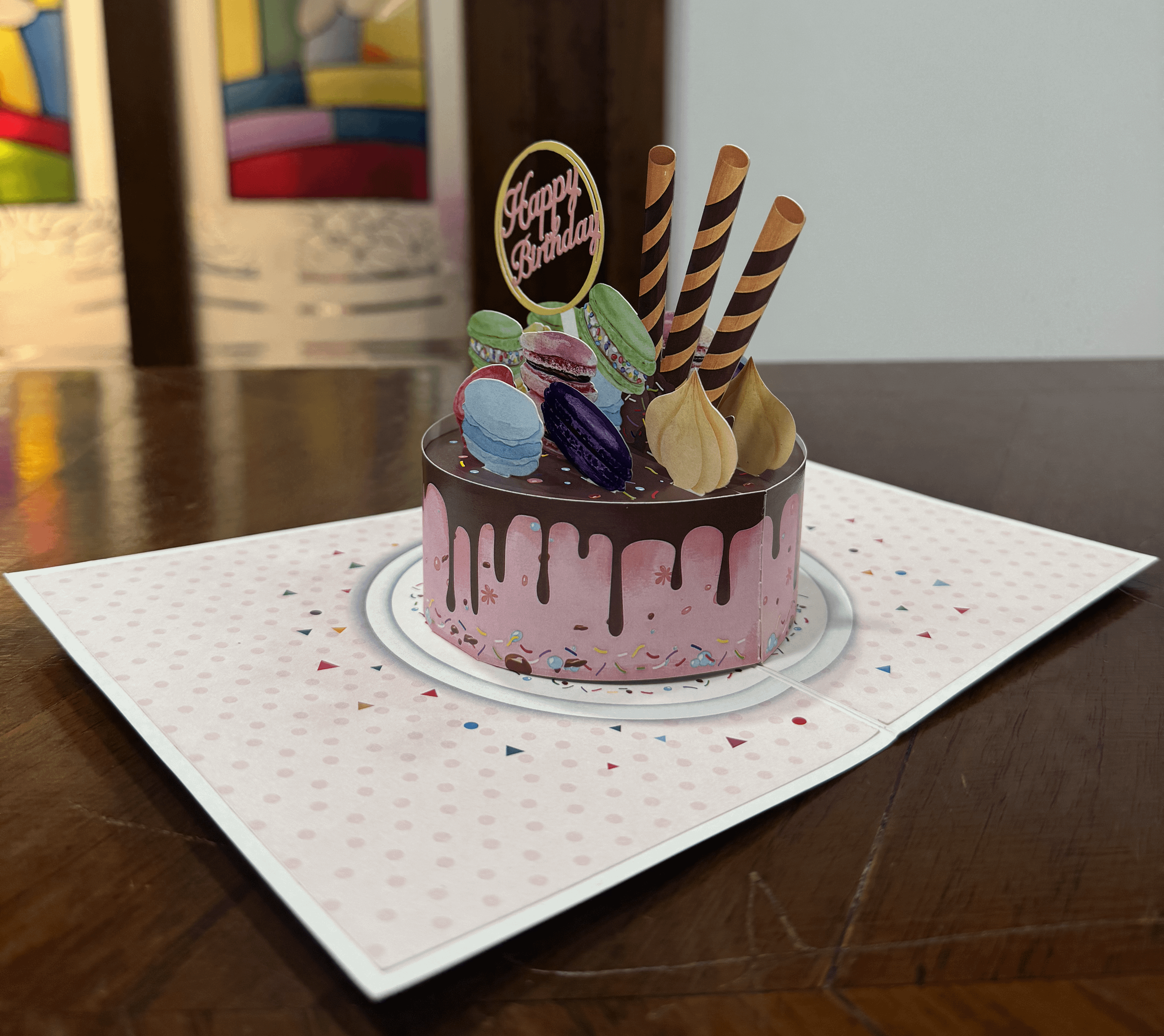 Birthday Cake Macarons Pop-Up Card