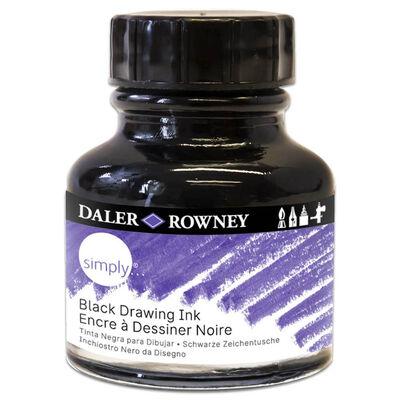 DALER ROWNEY - Black Drawing Ink - inchiostro nero da disegno 29,5ml