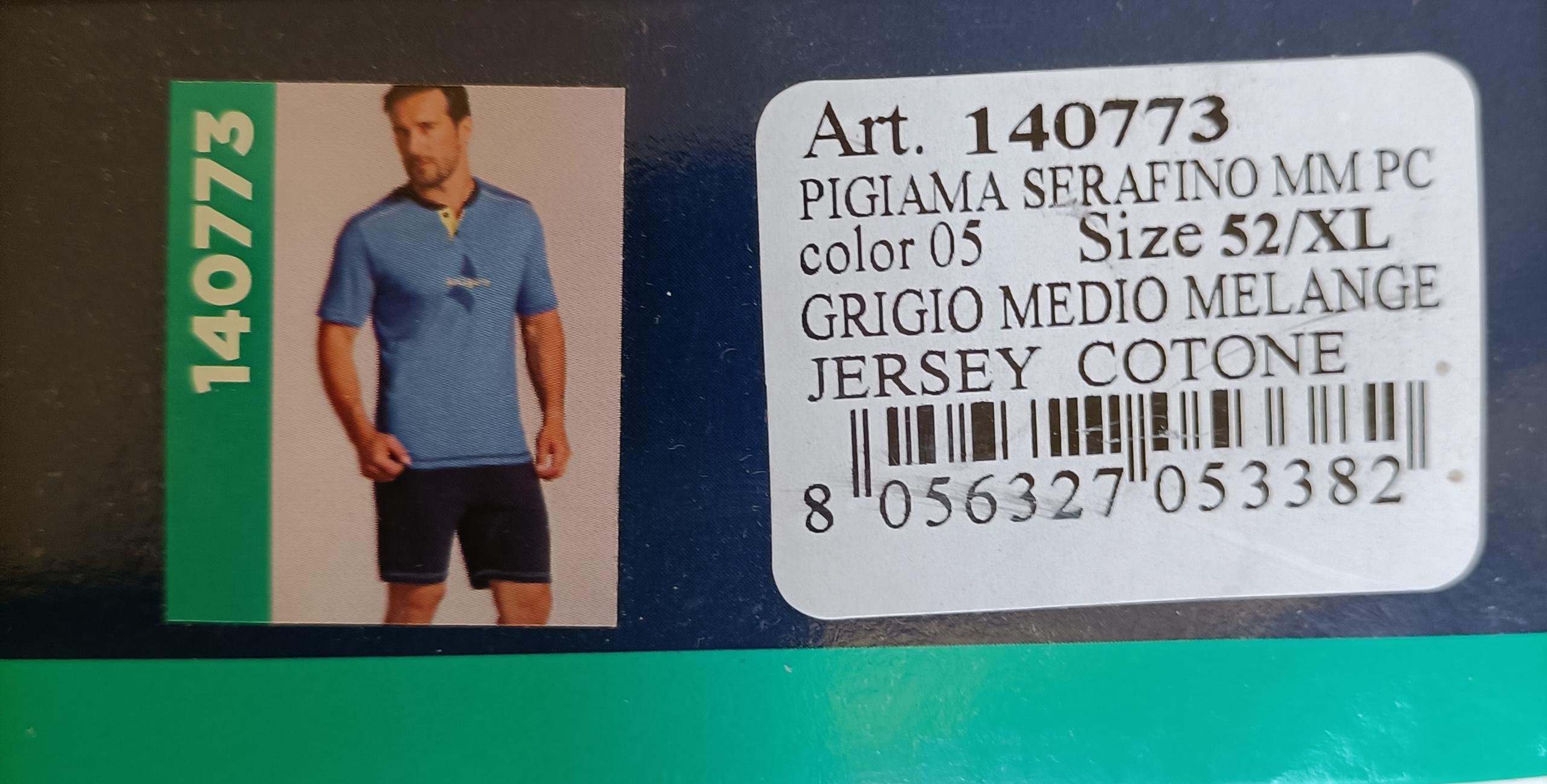 PIGIAMA in jersey cotone NAVIGARE modello 140773 taglia 52 XL GRIGIO MELANGE