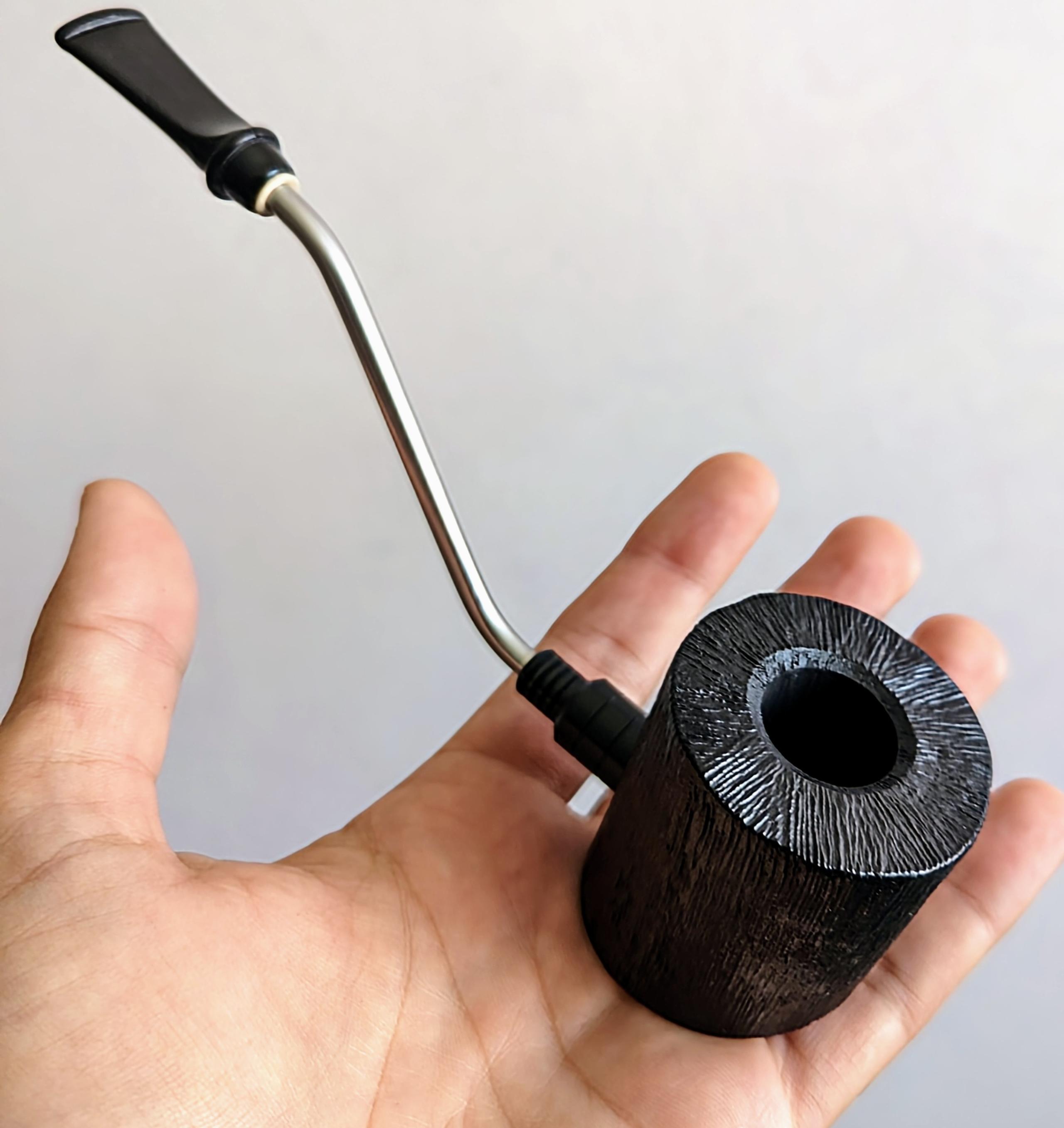 Job Pipe Buddy Filter Magnum Poker in Radica Double Shank Finitura "Pettinata Nera"