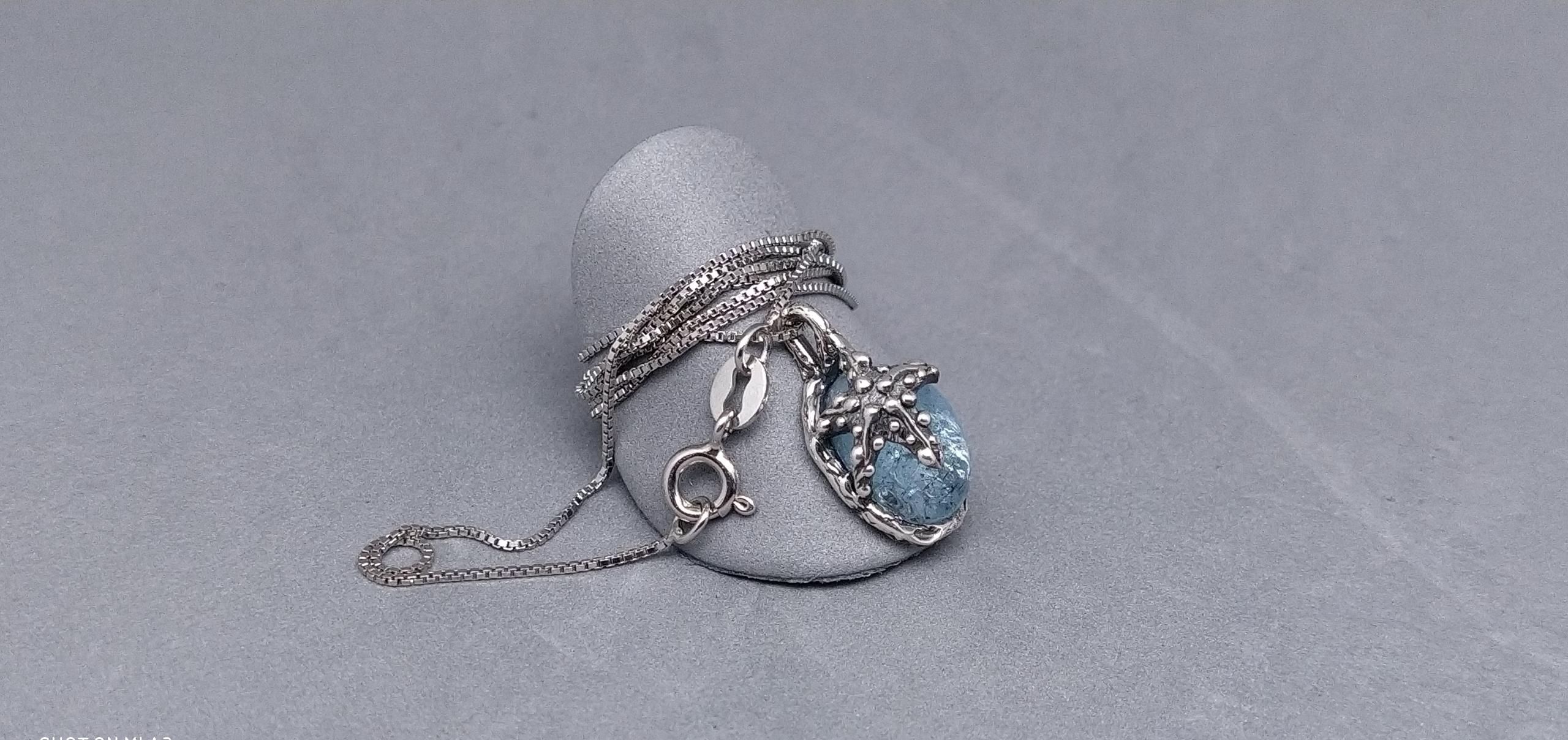 silver and aquamarine pendant