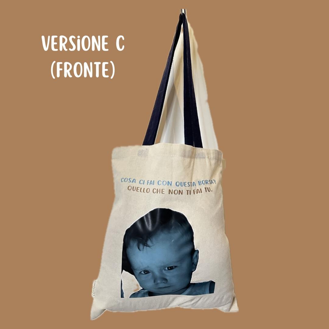 babyboss shopper cotone ironia spesa pannolini giochi bambini  canile domodossola beneficienza