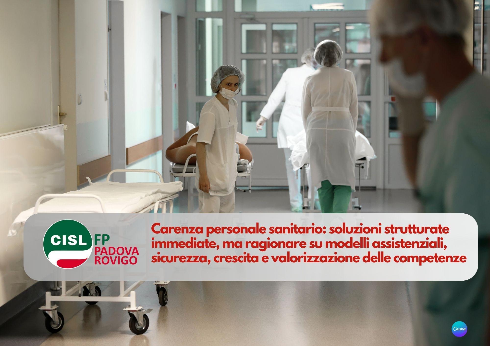 CISL FP Padova Rovigo. Carenza personale sanitario: servono soluzioni strutturate immediate