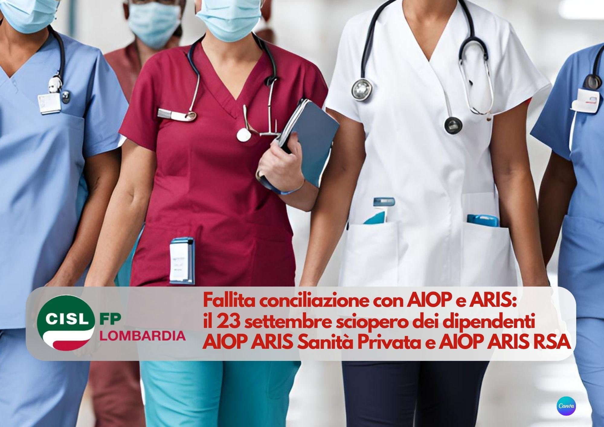 CISL FP Lombardia. Sanità privata AIOP - ARIS: fallita conciliazione. Sciopero il 23 settembre