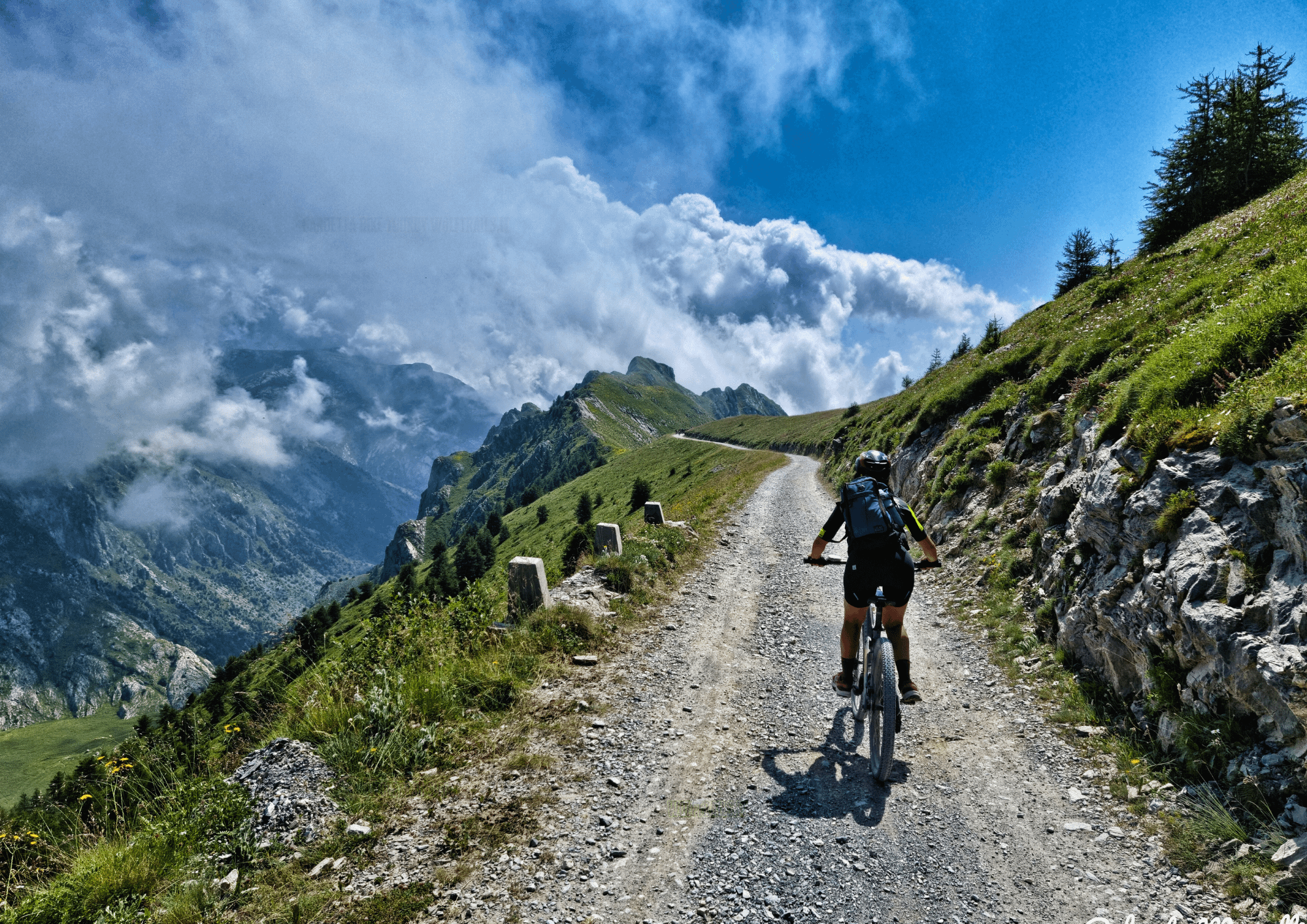 Cyclist riding Alta Via del Sale