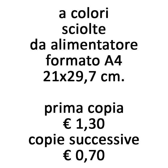 fotocopie a colori sciolte da alimentatore formato A4 250 gr.