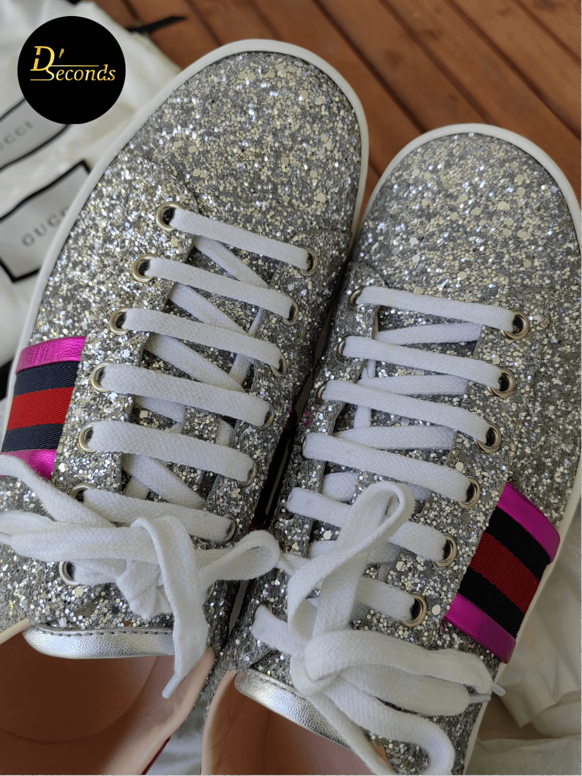 Gucci ace sale glitter trainers