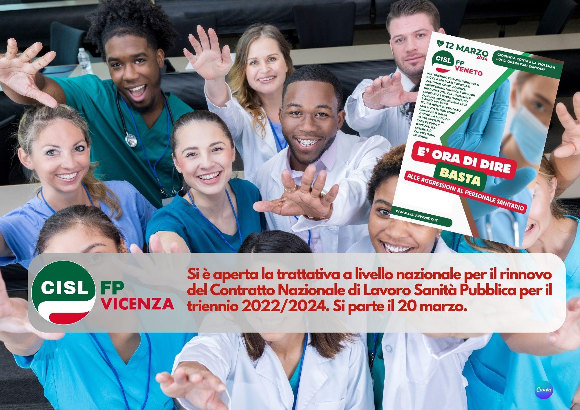 CISL FP Vicenza. Contratto Sanità pubblica 2022/2024. Aperta la trattativa: si parte il 20 marzo