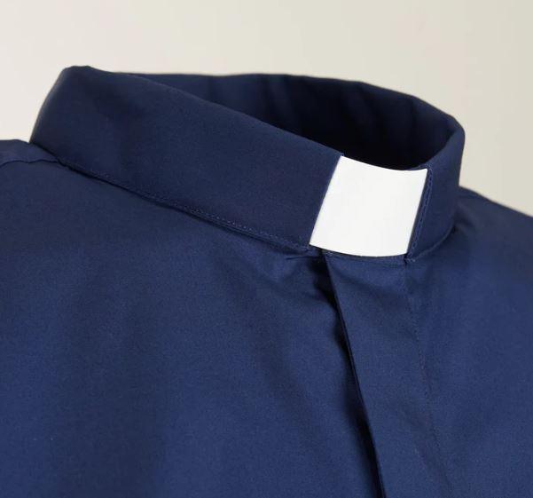 Camicia 100% Cotone BLU - Clergy - Manica Lunga