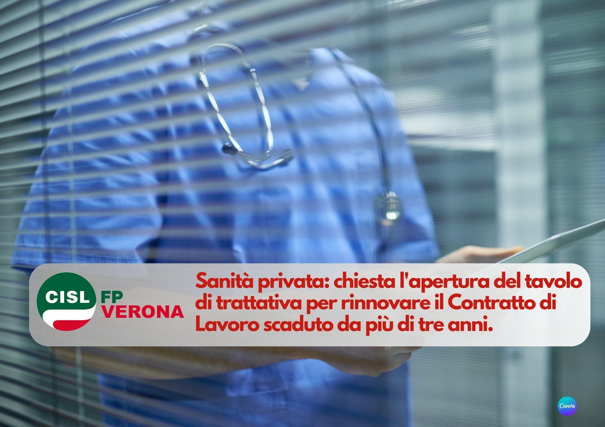 CISL FP Verona. Sanità privata: chiesta l'apertura del tavolo di trattativa per rinnovare il Contratto