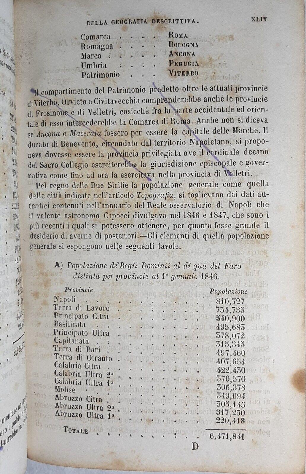 Geografia generale Balbi Cugini Pomba 1851 Torino