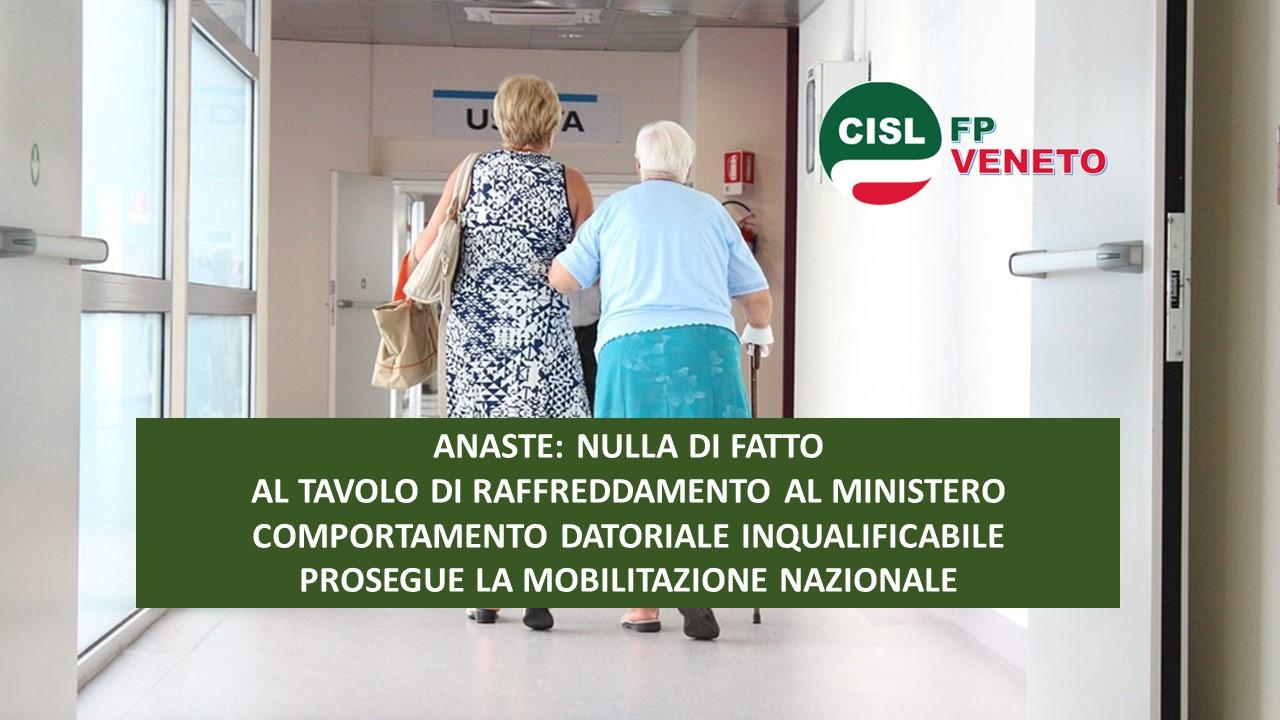 CISL FP Veneto. Anaste. Mancato accordo al Ministero del Lavoro.