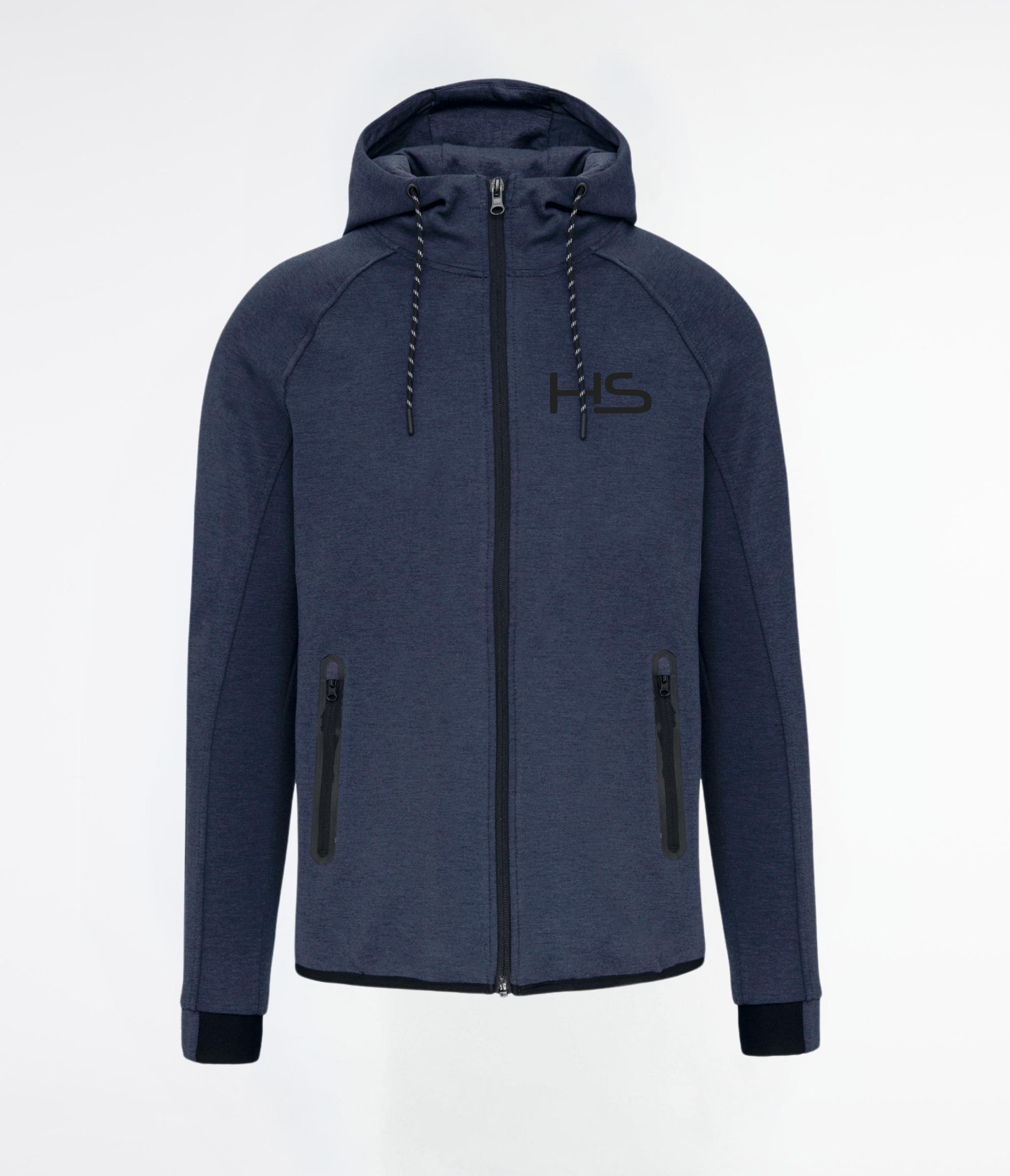 Felpa full zip con cappuccio french navy heather