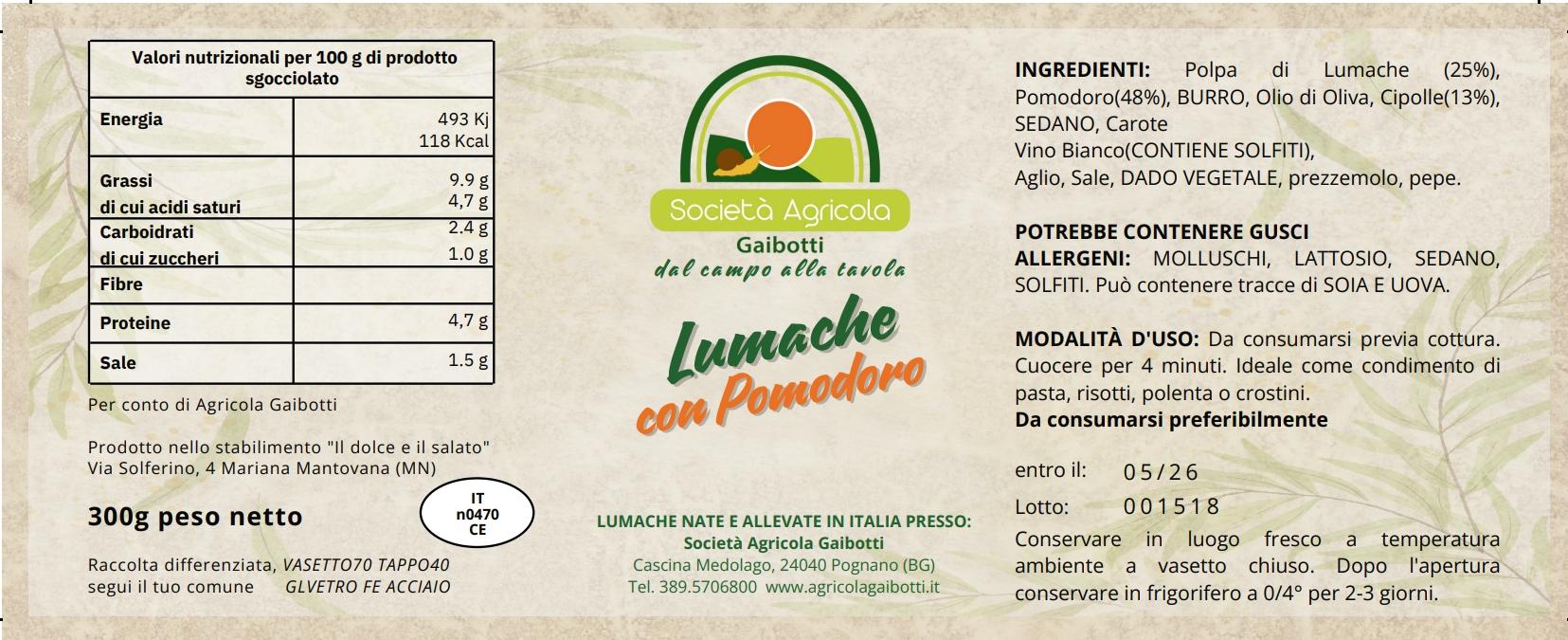 Lumache al pomodoro - 300g