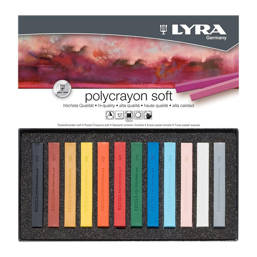 LYRA - Polycrayon Soft - Set 12 Gessetti artistici morbidi colorati di alta qualità