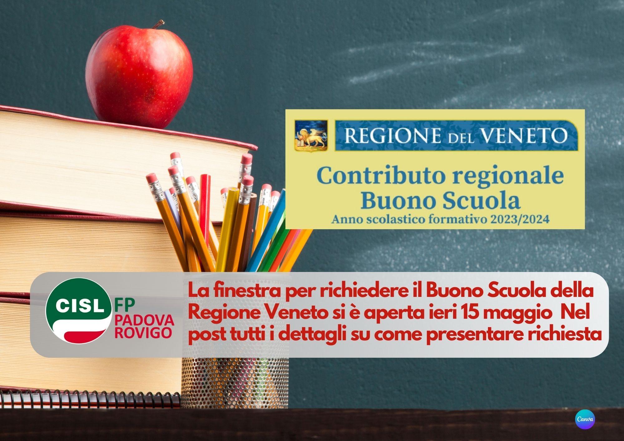 CISL FP Padova Rovigo. Contributo regionale Veneto "Buono Scuola". Come e quando richiederlo