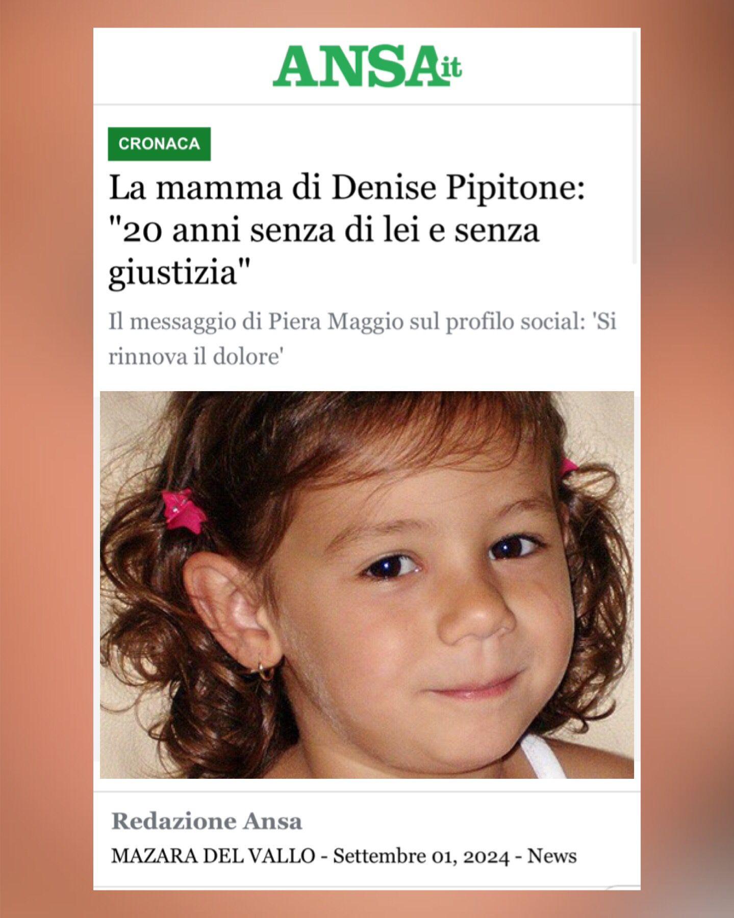 La mamma di Denise Pipitone: "20 anni senza di lei e senza giustizia"