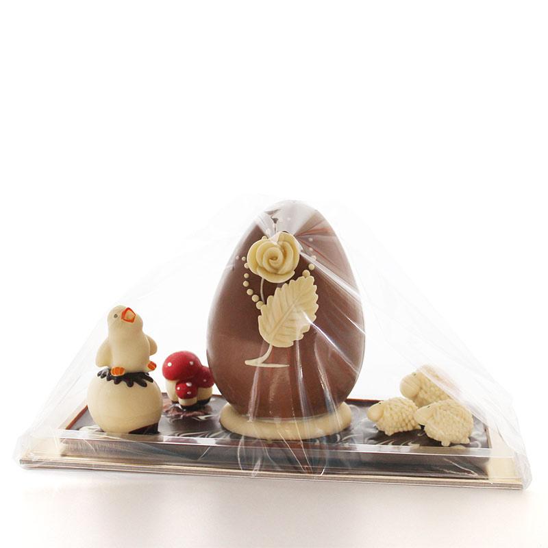 Composizioni di Pasqua di cioccolato assortimento in vassoio rettangolare 36