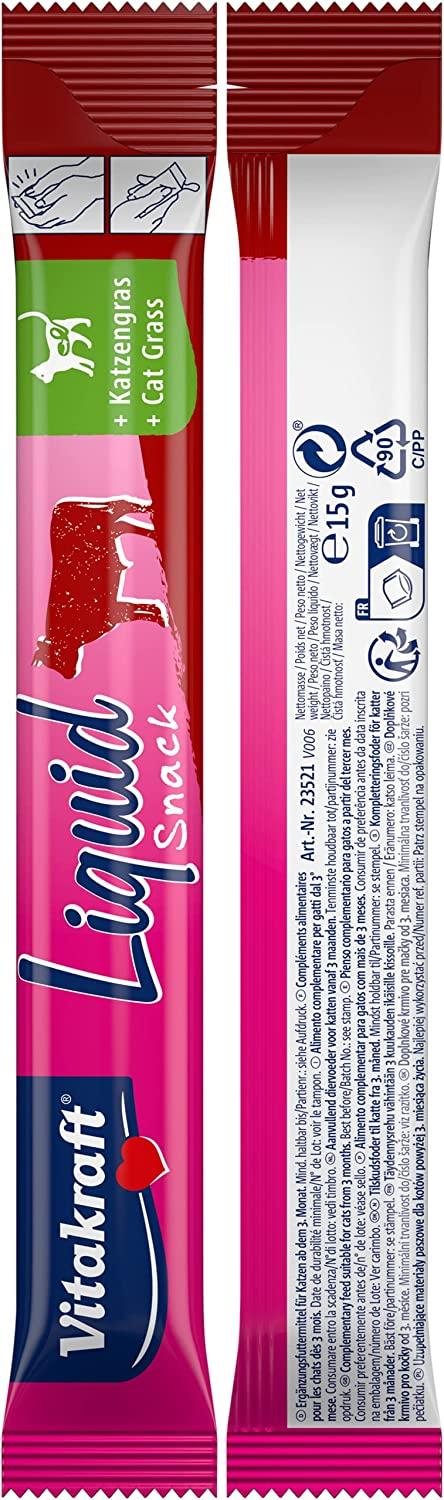 Vitakraft Spuntino liquido con manzo + erba di gatto, 11 confezioni