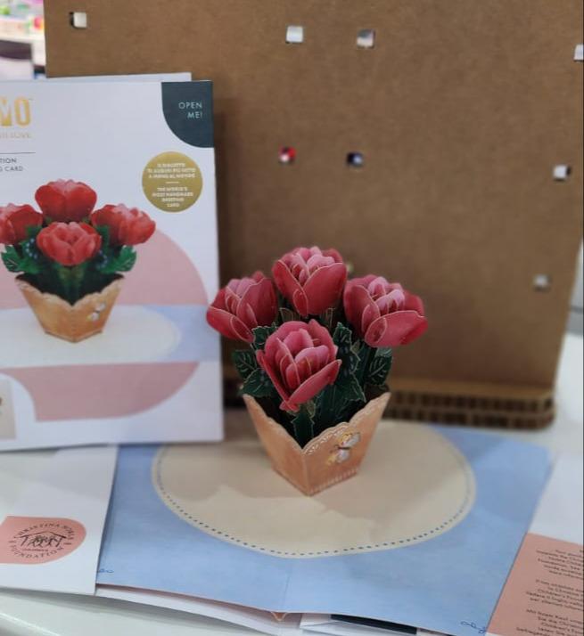 BIGLIETTO ORIGAMO VASO FIORI