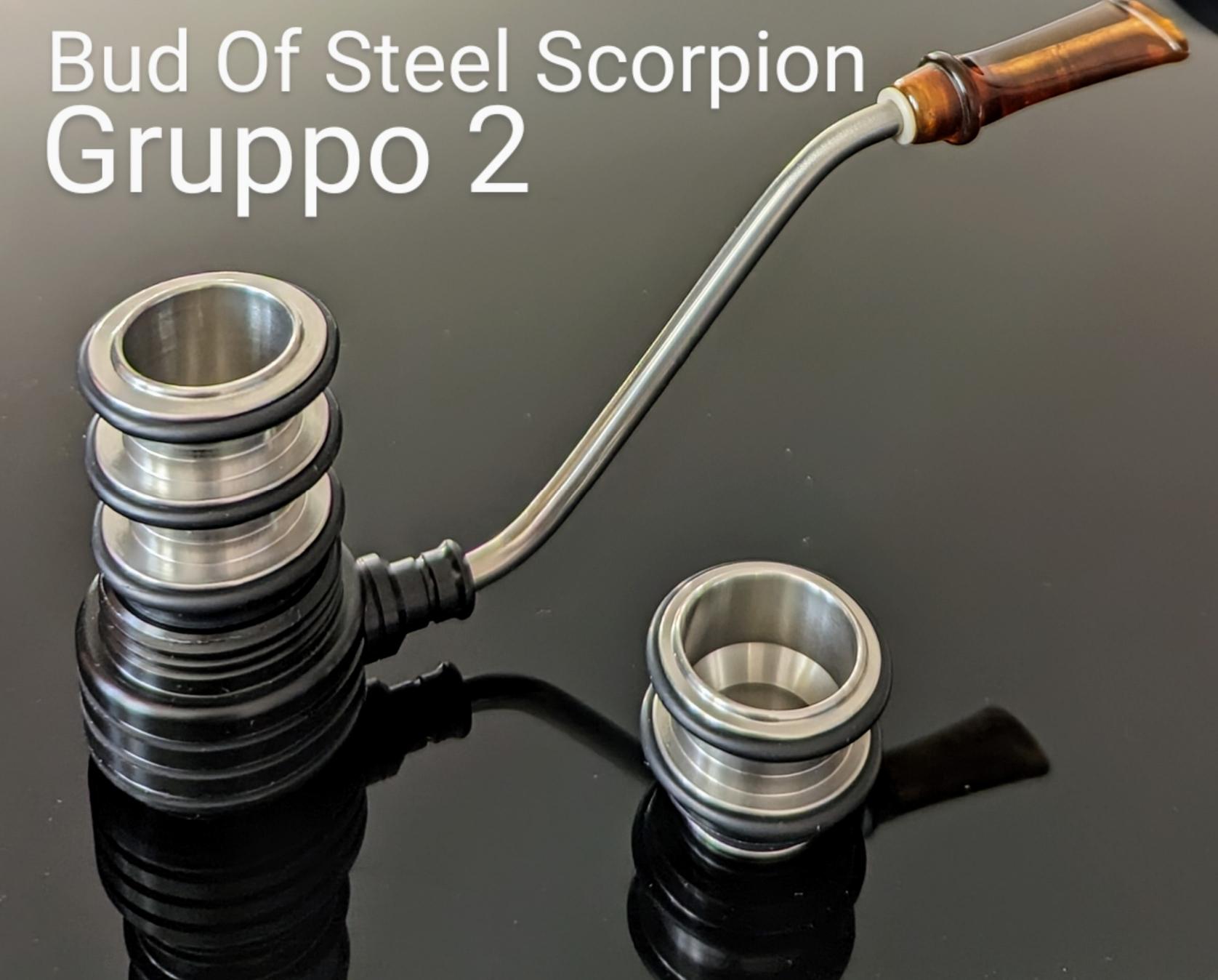 Job Pipe Scorpion amber Bud Of Steel 2 Bracieri in Acciaio (Gruppo 2 + Gruppo 1)