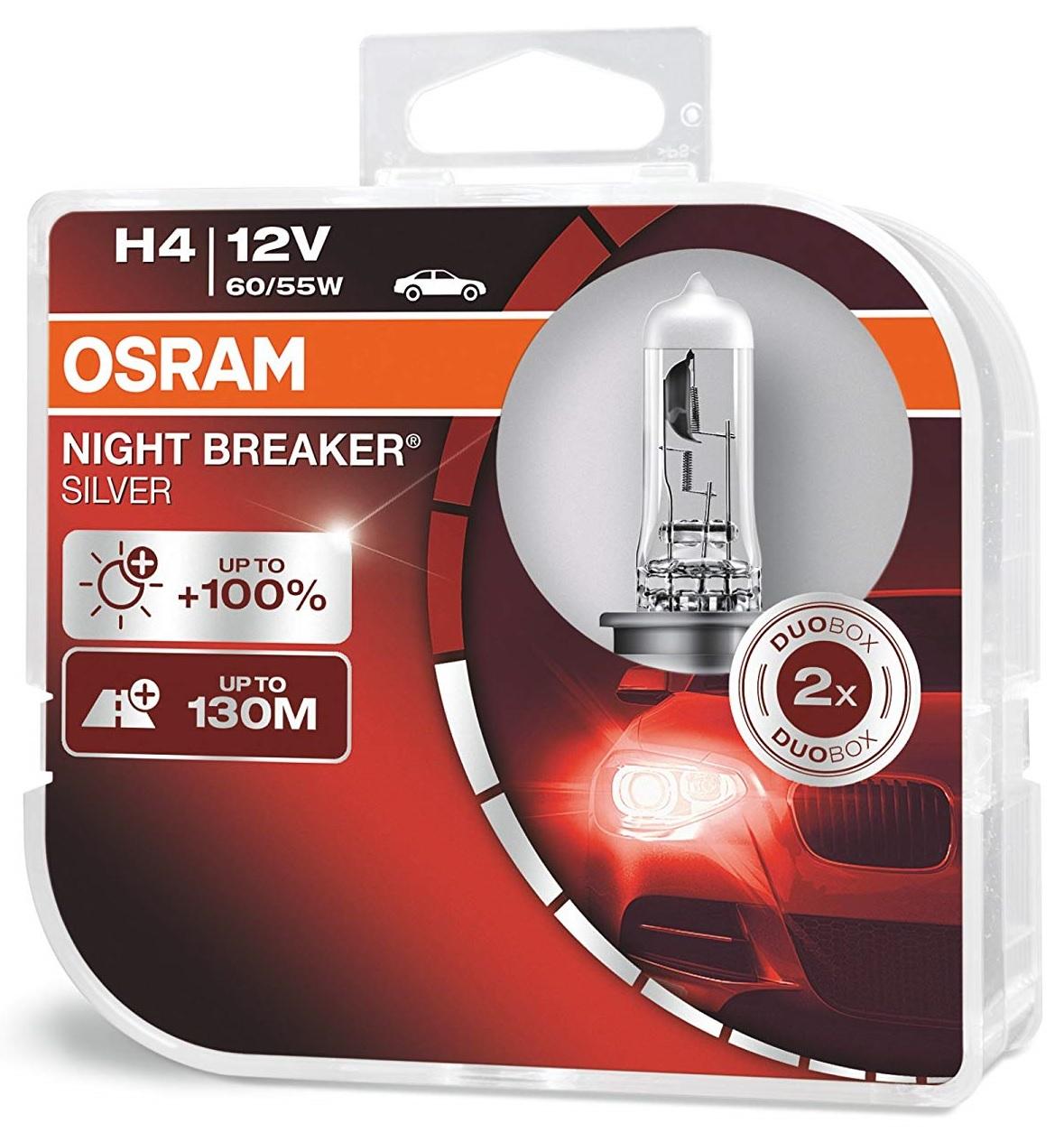 Lampade OSRAM H4 NIGHT BREAKER® SILVER Duo Box +100%