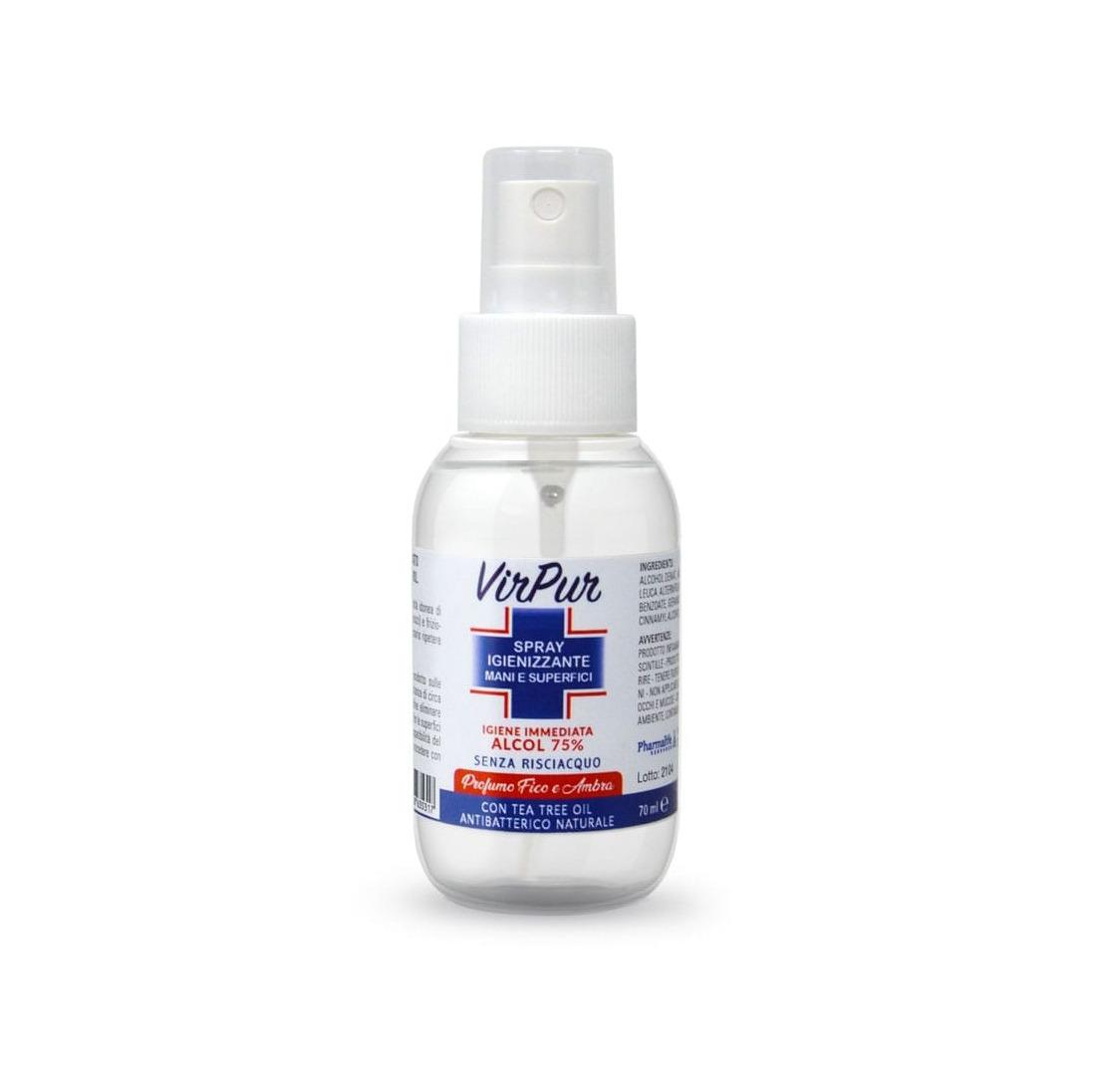 VIRPUR SPRAY IGIENIZZANTE 70ML CON ALCOL 70% MANI E SUPERFICI