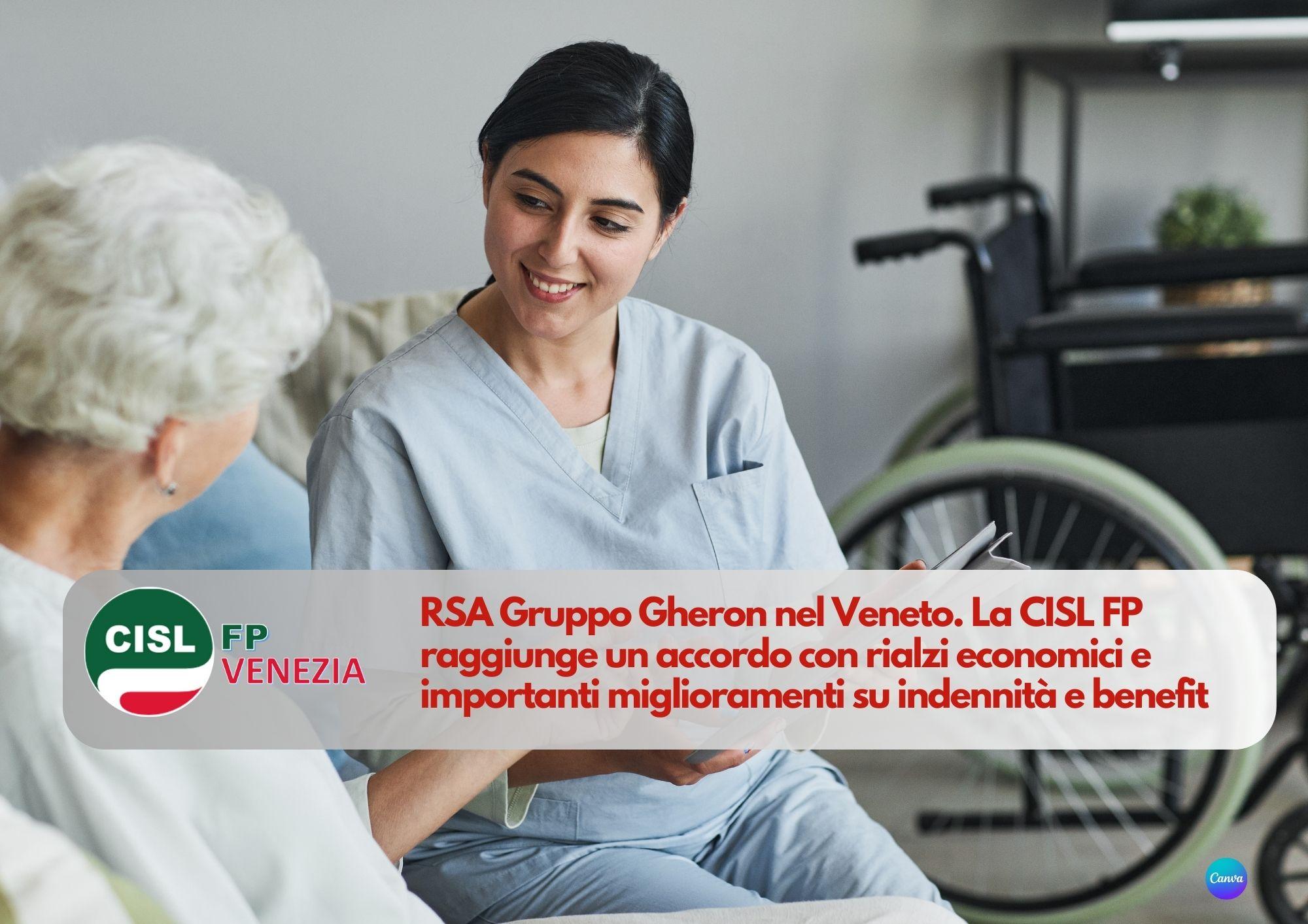 CISL FP Venezia. Accordo per migliorare stipendi e assistenza nelle strutture del Gruppo Gheron