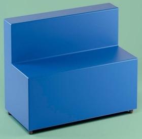 POUF CON SCHIENALE SIMILPELLE BLU IMBOTTITO 120X40X46