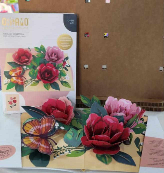 BIGLIETTO ORIGAMO FIORI E FARFALLA