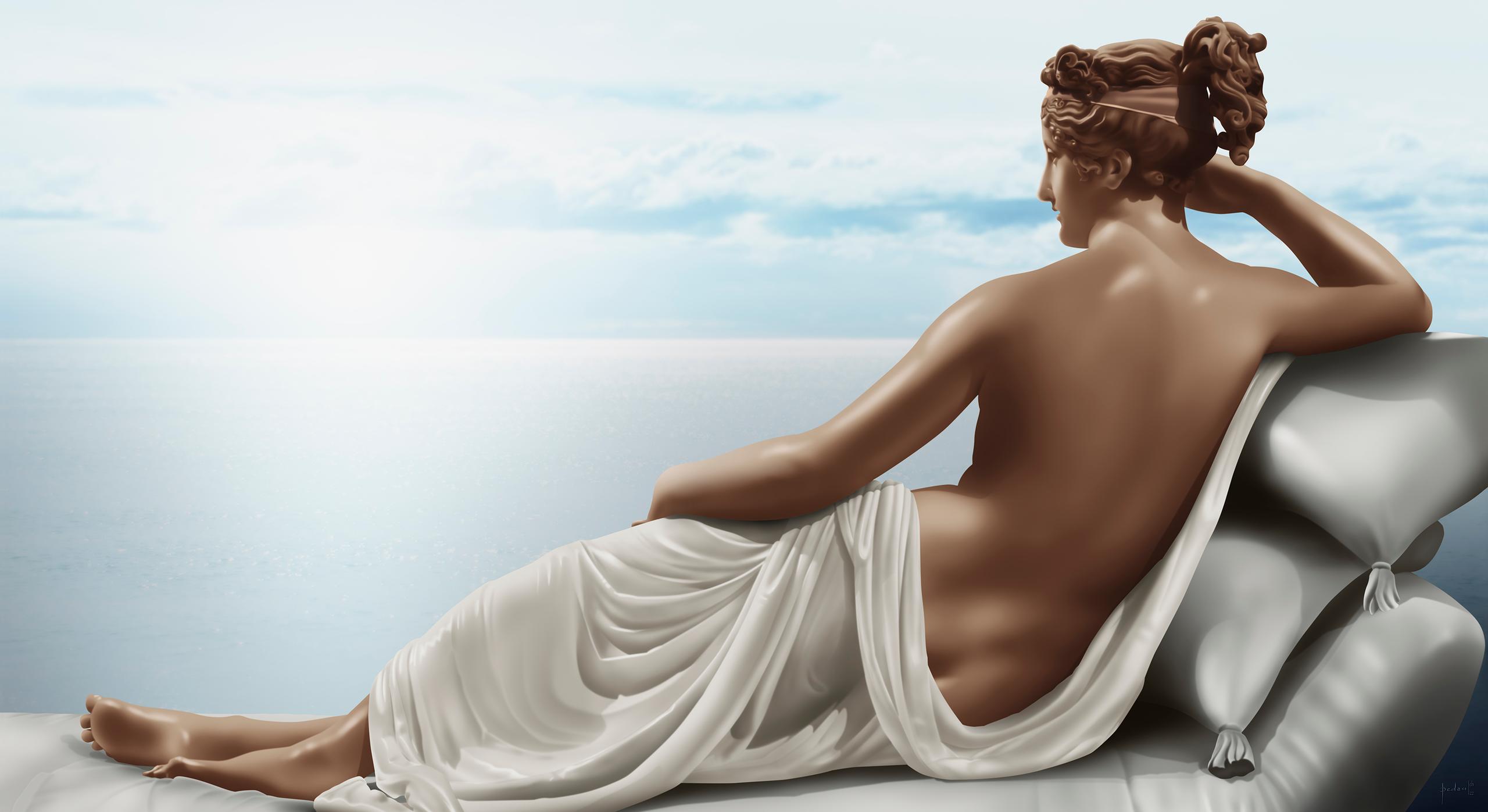 Painting inspired by: Pauline Borghese as Venus - Antonio Canova