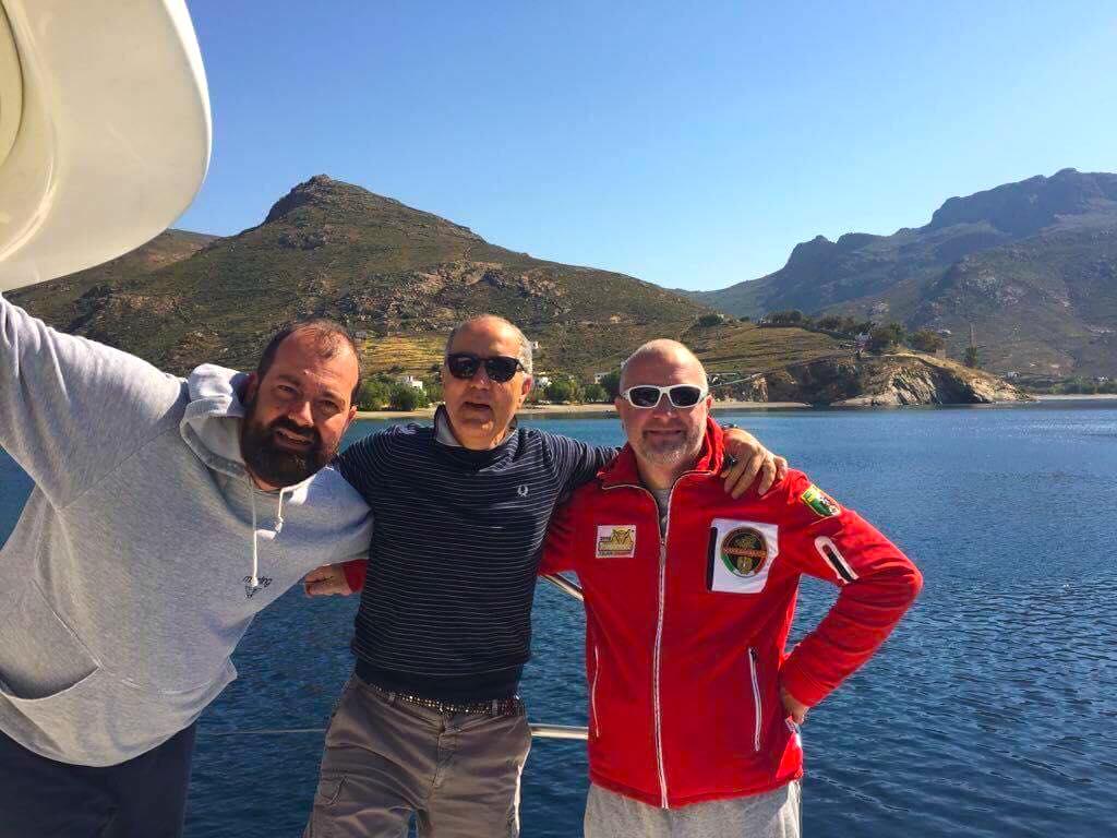 Igor Orso con Paolo Zen e Cesare Pegoraro onboard catamaran