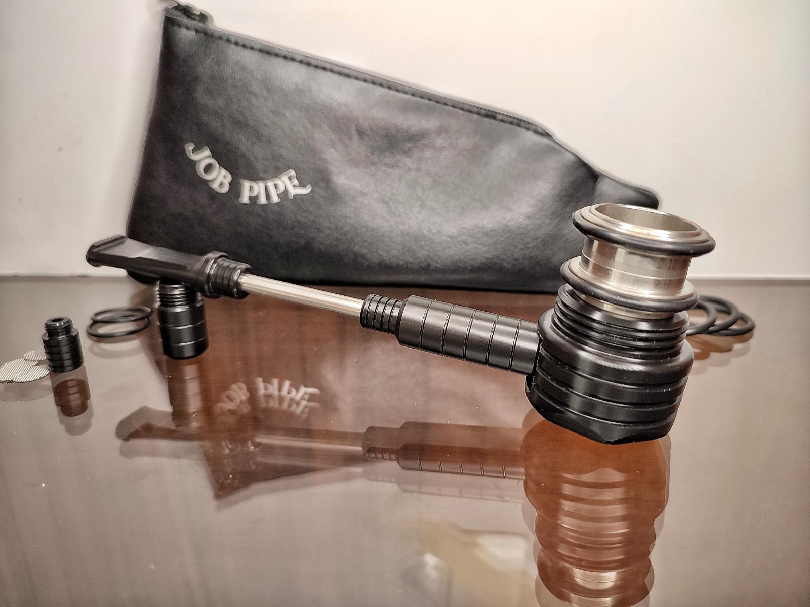 Job Pipe Bud Of Steel Reverse Calabash in Acciaio Inox Delrin Base Nera Black Filtro 9 mm - Gruppo 1