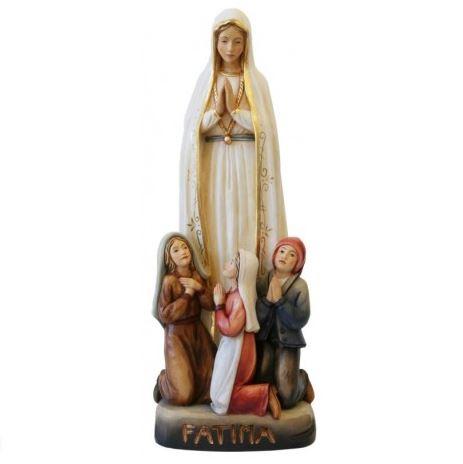Madonna di Fatima pellegrina con i tre pastorelli in vetroresina - colorato a olio