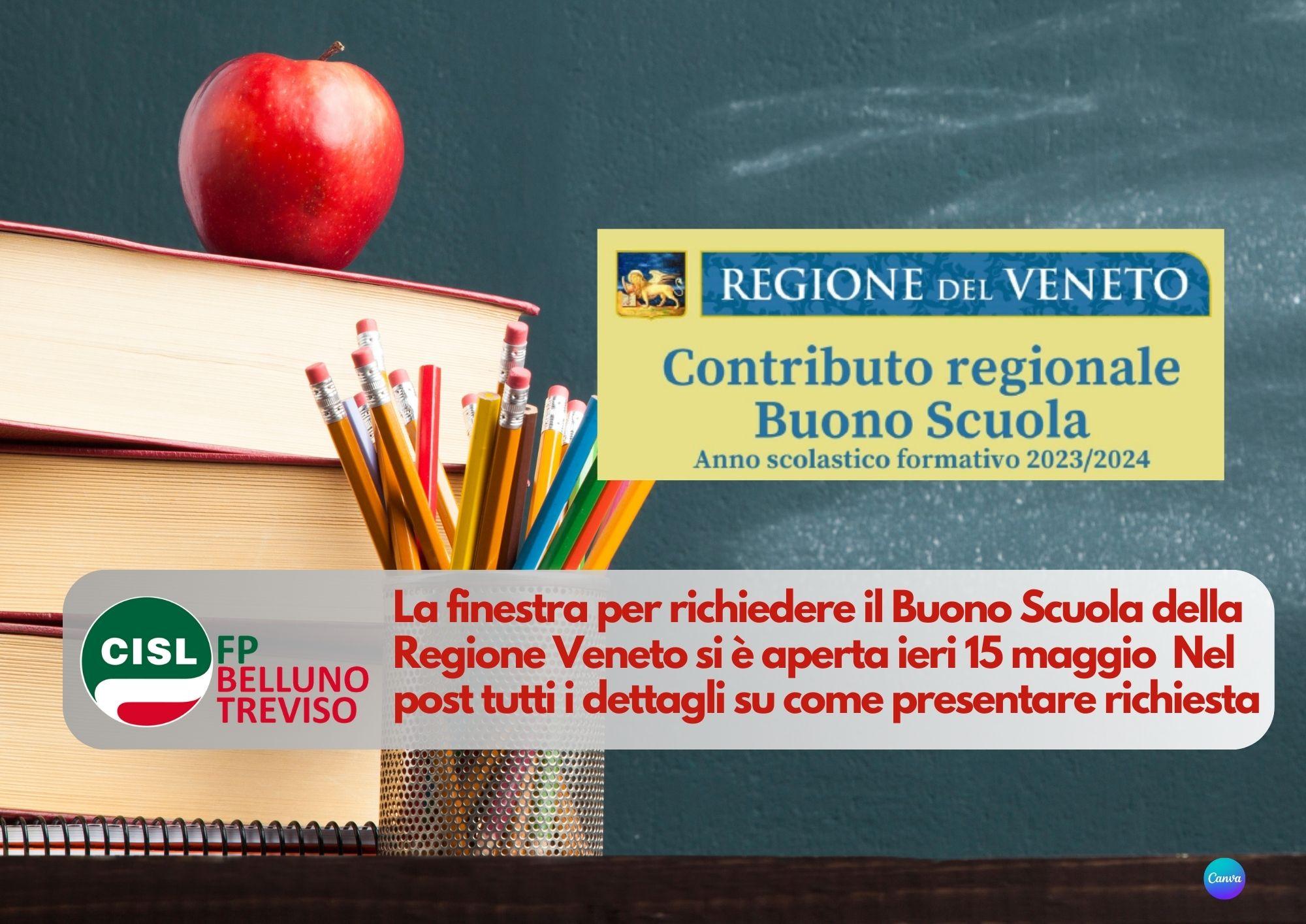 CISL FP Belluno Treviso. Contributo regionale Veneto "Buono Scuola". Come e quando richiederlo