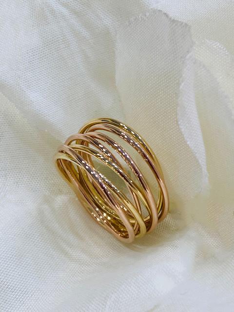 Collezione "Filo di Luce" anello in oro giallo e oro rosa